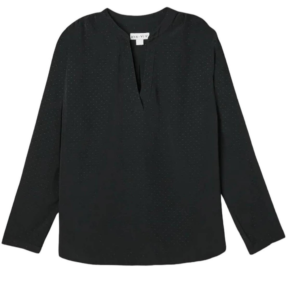 Ava & Viv Plus Size Black Swiss Dotted Long Sleeve Blouse Size 4X